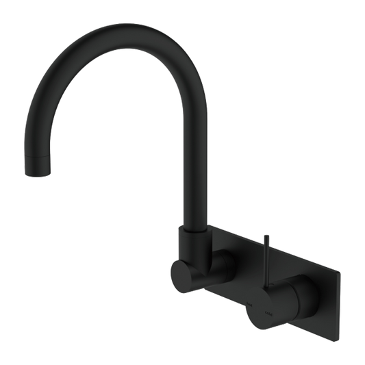 MECCA WALL BASIN/BATH MIXER SWIVEL SPOUT HANDLE UP MB (NR221909PMB) MATTE BLACK