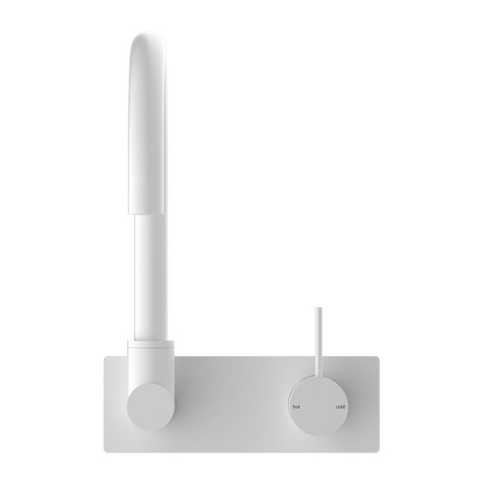 MECCA WALL BASIN/BATH MIXER SWIVEL SPOUT HANDLE UP MW (NR221909PMW) MATTE WHITE