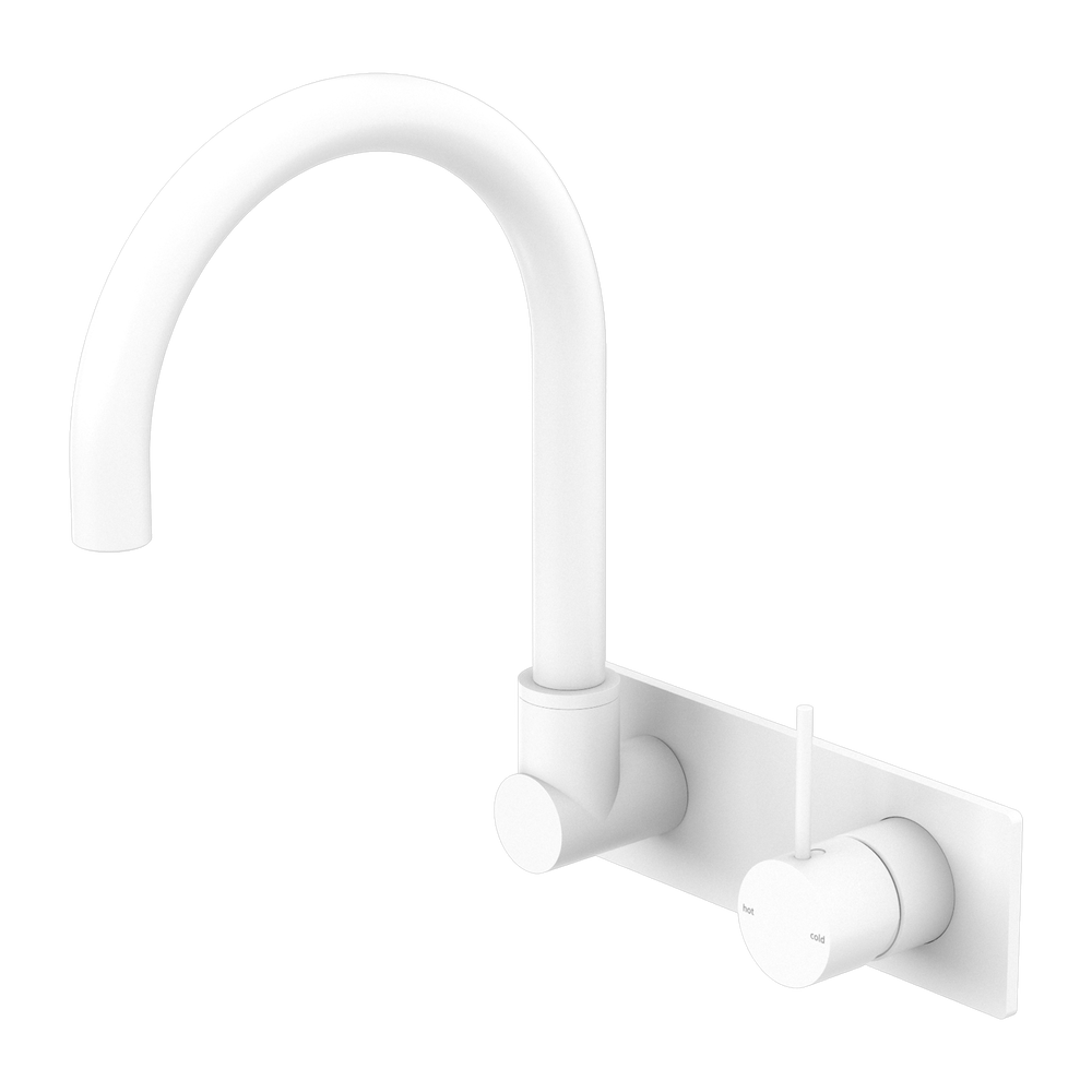 MECCA WALL BASIN/BATH MIXER SWIVEL SPOUT HANDLE UP MW (NR221909PMW) MATTE WHITE
