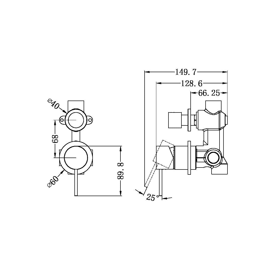 MECCA SHOWER MIXER WITH DIVERTOR SEPARATE BACK PLATE BRUSHED NICKEL