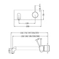MECCA WALL BASIN/BATH MIXER HANDLE UP 120/160/185/230/260MM TRIM KITS ONLY BRUSHED GOLD