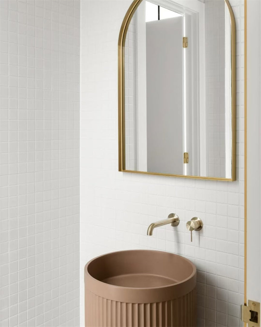 MECCA WALL BASIN/BATH MIXER SEPARATE BACK PLATE 120/160/185/230/260MM BRUSHED GOLD