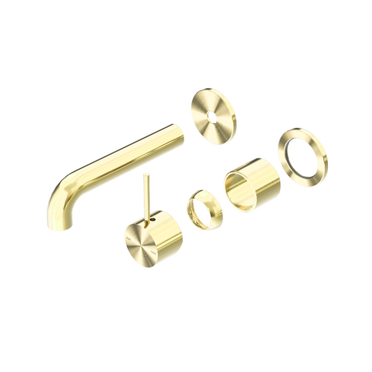MECCA WALL BASIN/BATH MIXER SEPARATE BACK PLATE HANDLE UP 120/160/185/230/260MM TRIM KITS ONLY BRUSHED GOLD