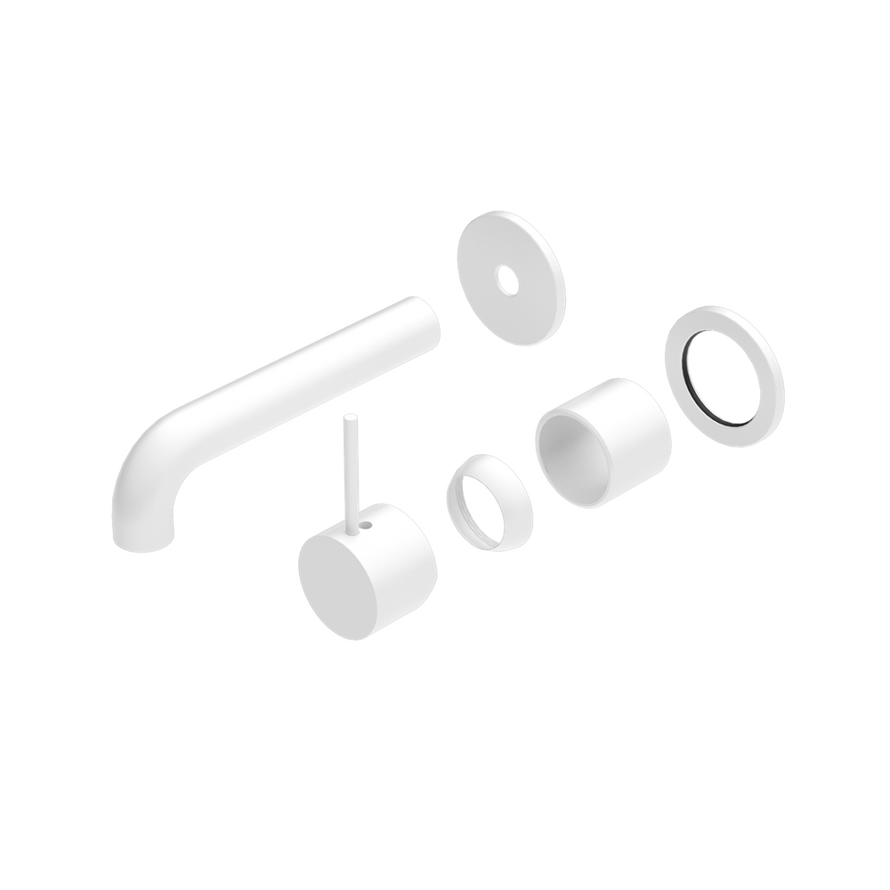 MECCA WALL BASIN/BATH MIXER SEPARATE BACK PLATE HANDLE UP 120/160/185/230/260MM TRIM KITS ONLY MATTE WHITE