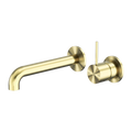 MECCA WALL BASIN/BATH MIXER SEPARATE BACK PLATE HANDLE UP 120/160/185/230/260MM BRUSHED GOLD