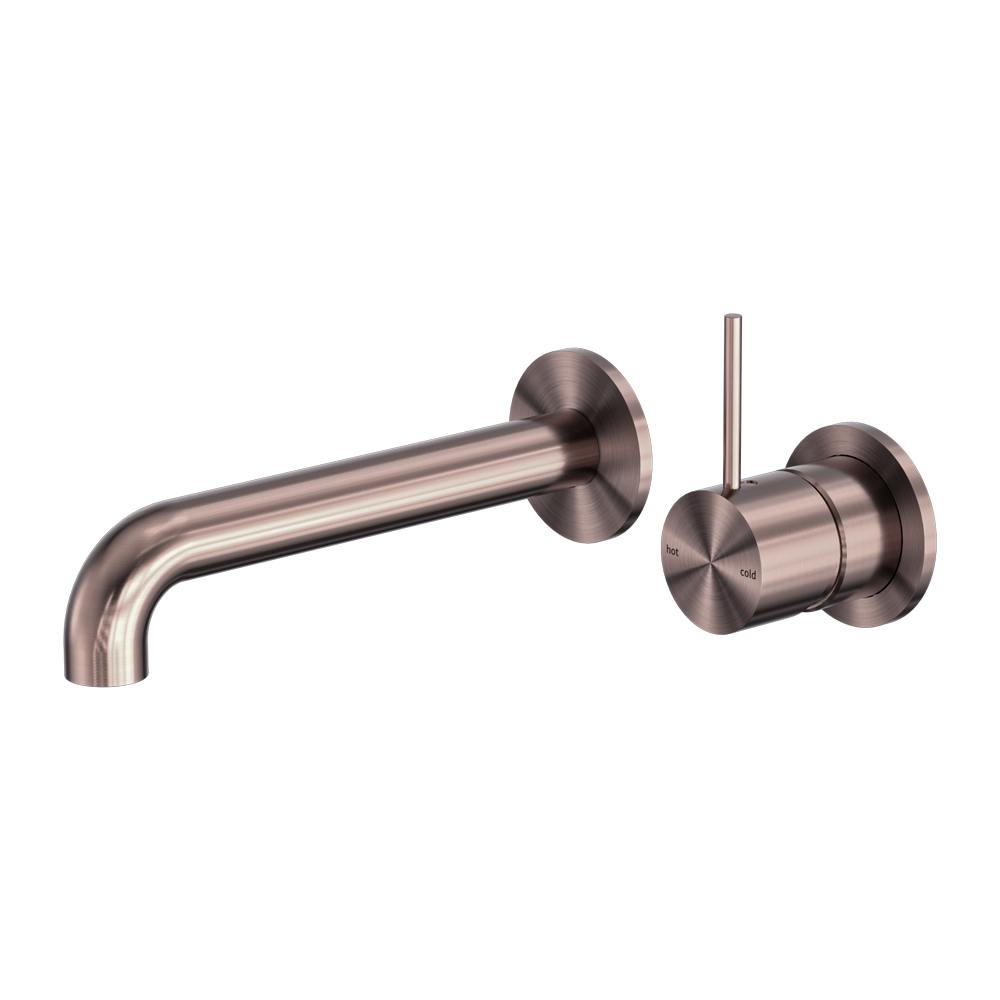 MECCA WALL BASIN/BATH MIXER SEPARATE BACK PLATE HANDLE UP 120/160/185/230/260MM BRUSHED BRONZE