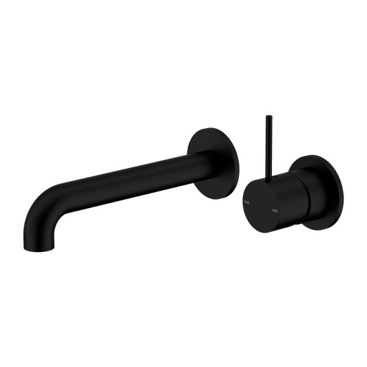 MECCA WALL BASIN/BATH MIXER SEPARATE BACK PLATE HANDLE UP 120/160/185/230/260MM MATTE BLACK