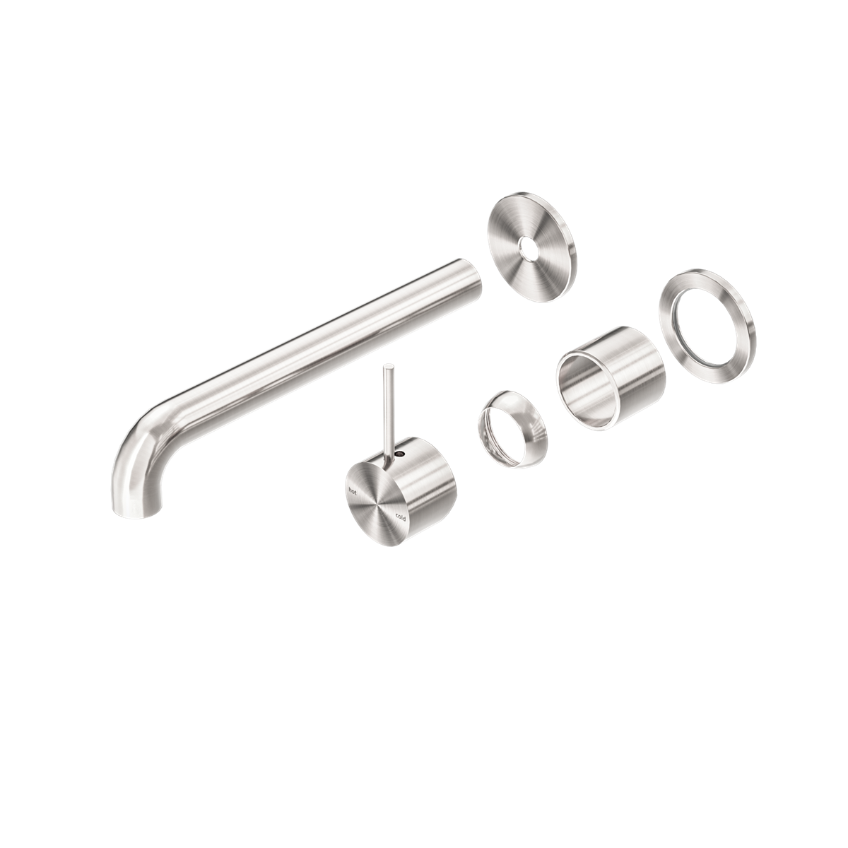 MECCA WALL BASIN/BATH MIXER SEPARATE BACK PLATE HANDLE UP 120/160/185/230/260MM TRIM KITS ONLY BRUSHED NICKEL