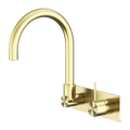 MECCA WALL BASIN/BATH MIXER SWIVEL SPOUT HANDLE UP BRUSHED GOLD