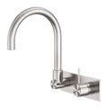 MECCA WALL BASIN/BATH MIXER SWIVEL SPOUT HANDLE UP BRUSHED NICKEL
