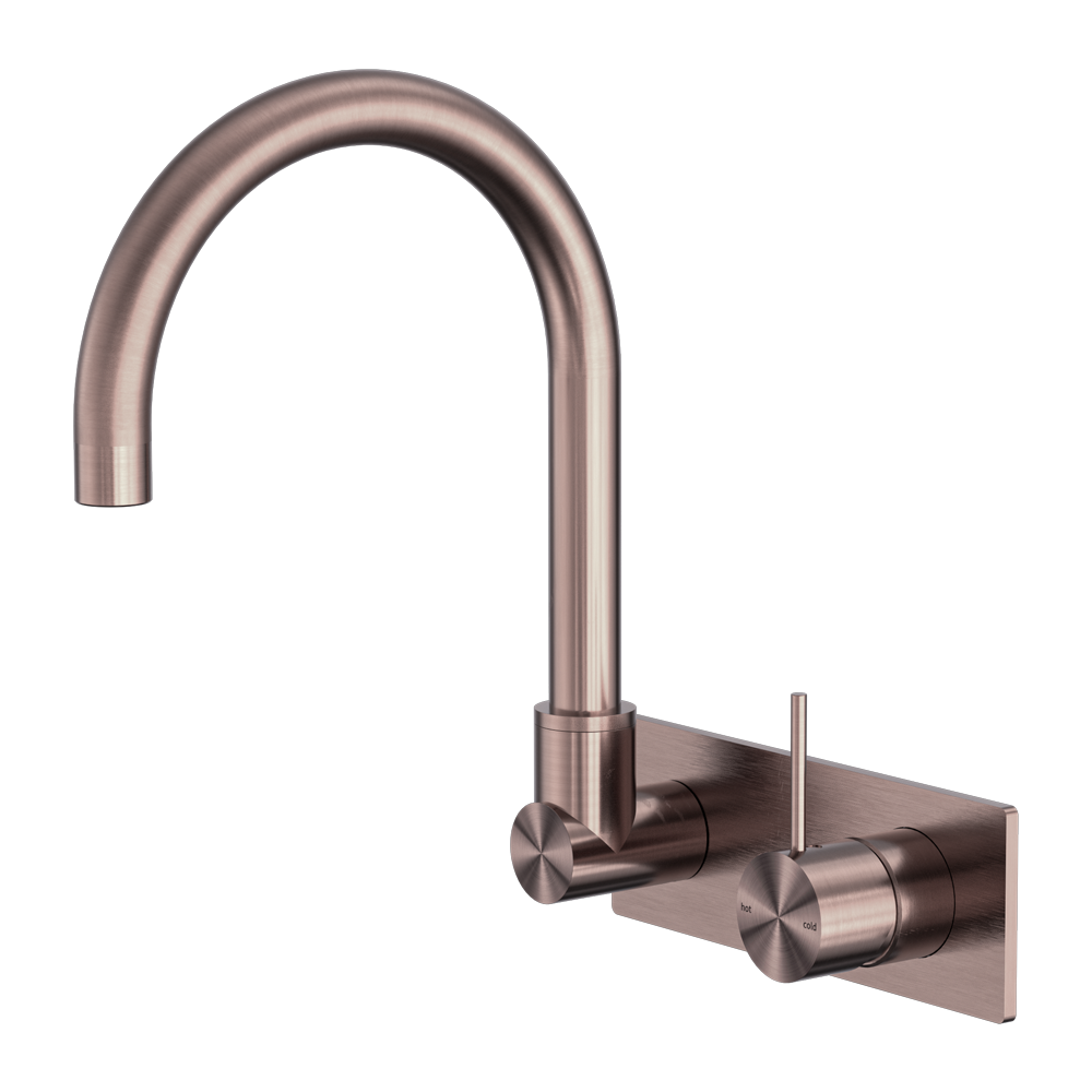 MECCA WALL BASIN/BATH MIXER SWIVEL SPOUT HANDLE UP BRUSHED BRONZE