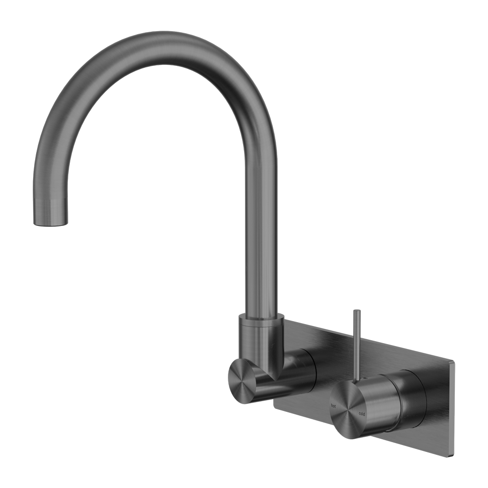 MECCA WALL BASIN/BATH MIXER SWIVEL SPOUT HANDLE UP GUN METAL