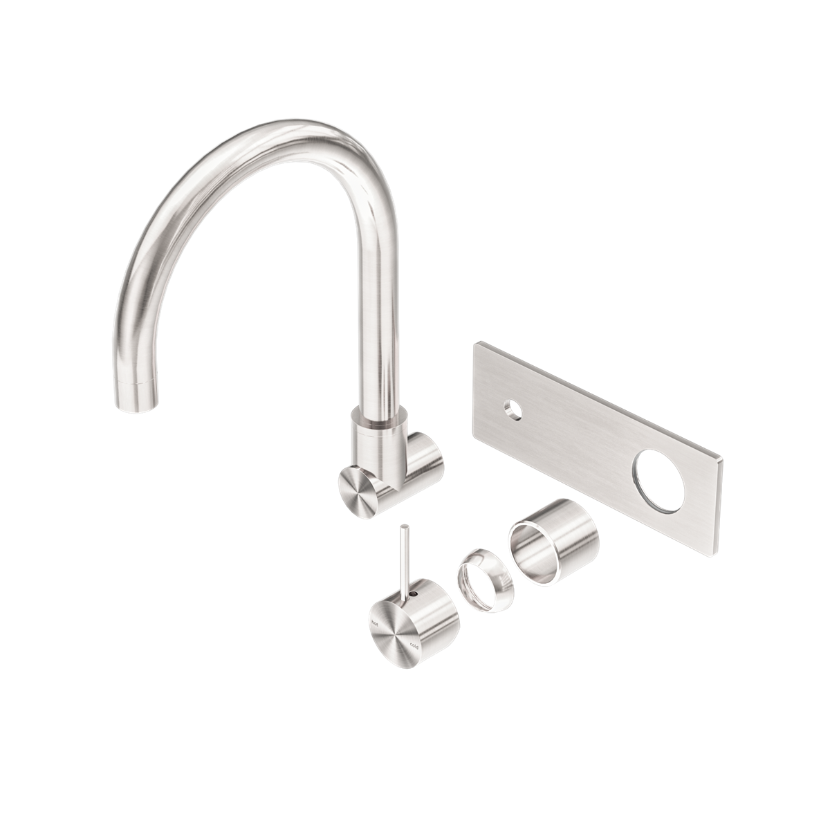 MECCA WALL BASIN/BATH MIXER SWIVEL SPOUT HANDLE UP TRIM KITS ONLY BRUSHED NICKEL