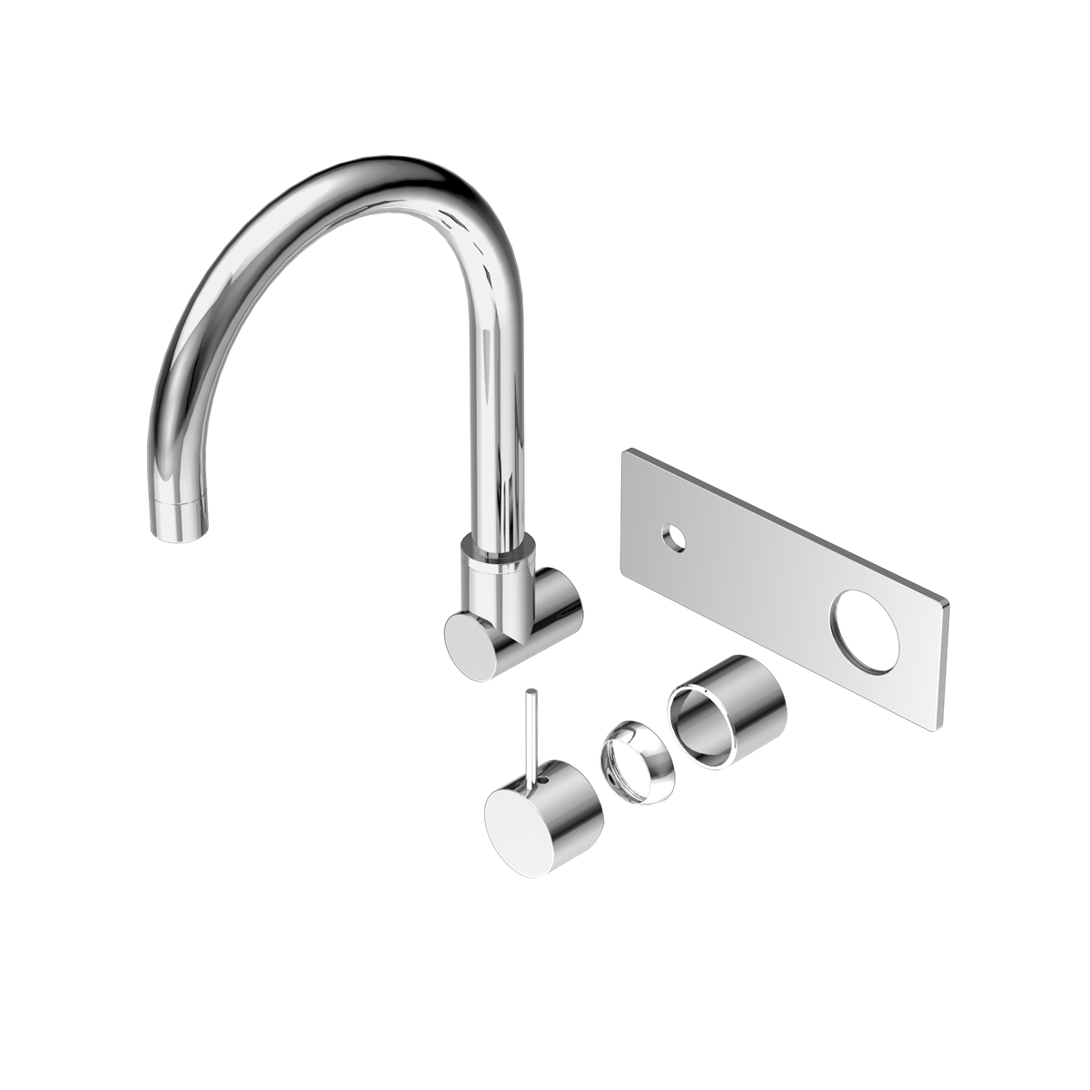 MECCA WALL BASIN/BATH MIXER SWIVEL SPOUT HANDLE UP TRIM KITS ONLY CHROME