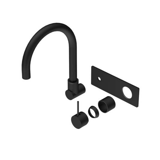 MECCA WALL BASIN/BATH MIXER SWIVEL SPOUT HANDLE UP TRIM KITS ONLY MATTE BLACK