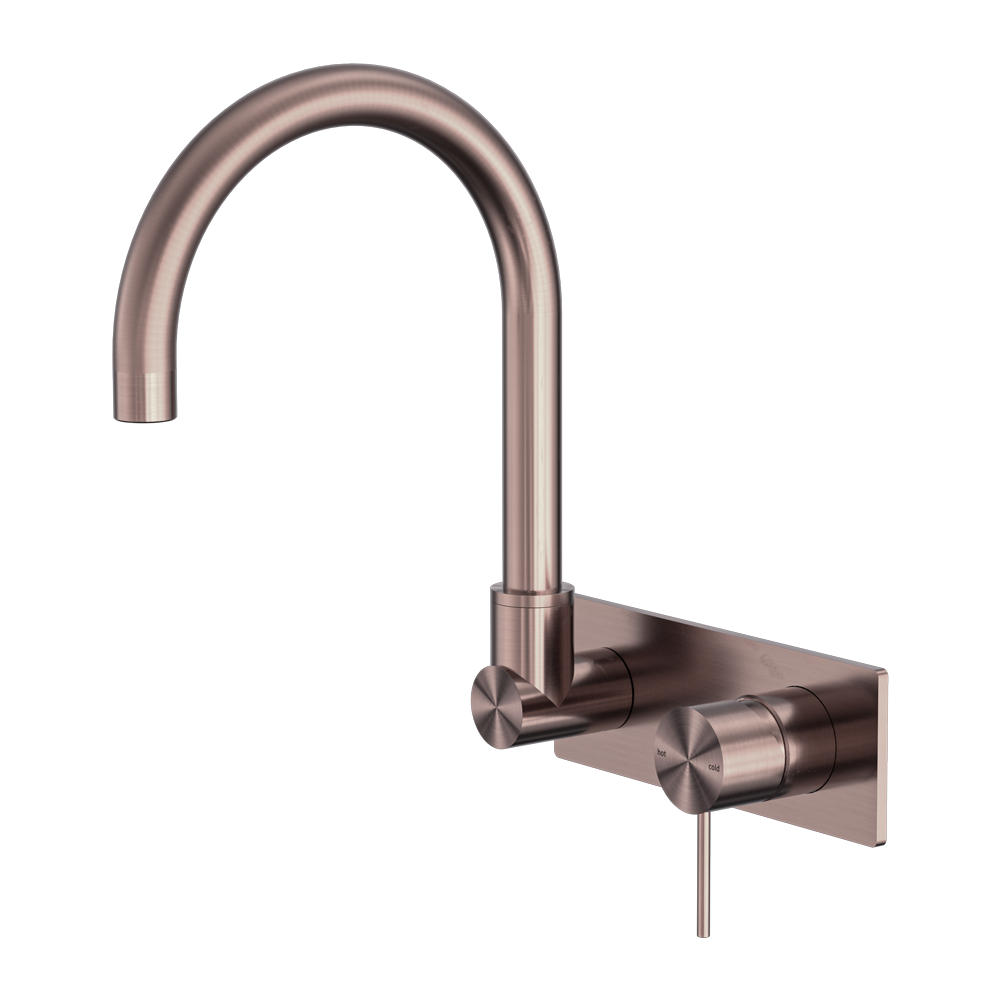 MECCA WALL BASIN/BATH MIXER SWIVEL SPOUT BRUSHED BRONZE