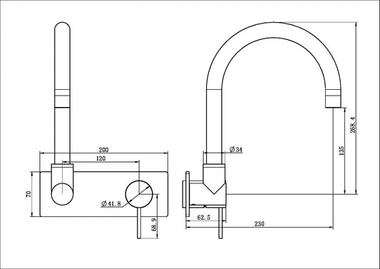 MECCA WALL BASIN/BATH MIXER SWIVEL SPOUT TRIM KITS ONLY BRUSHED BRONZE