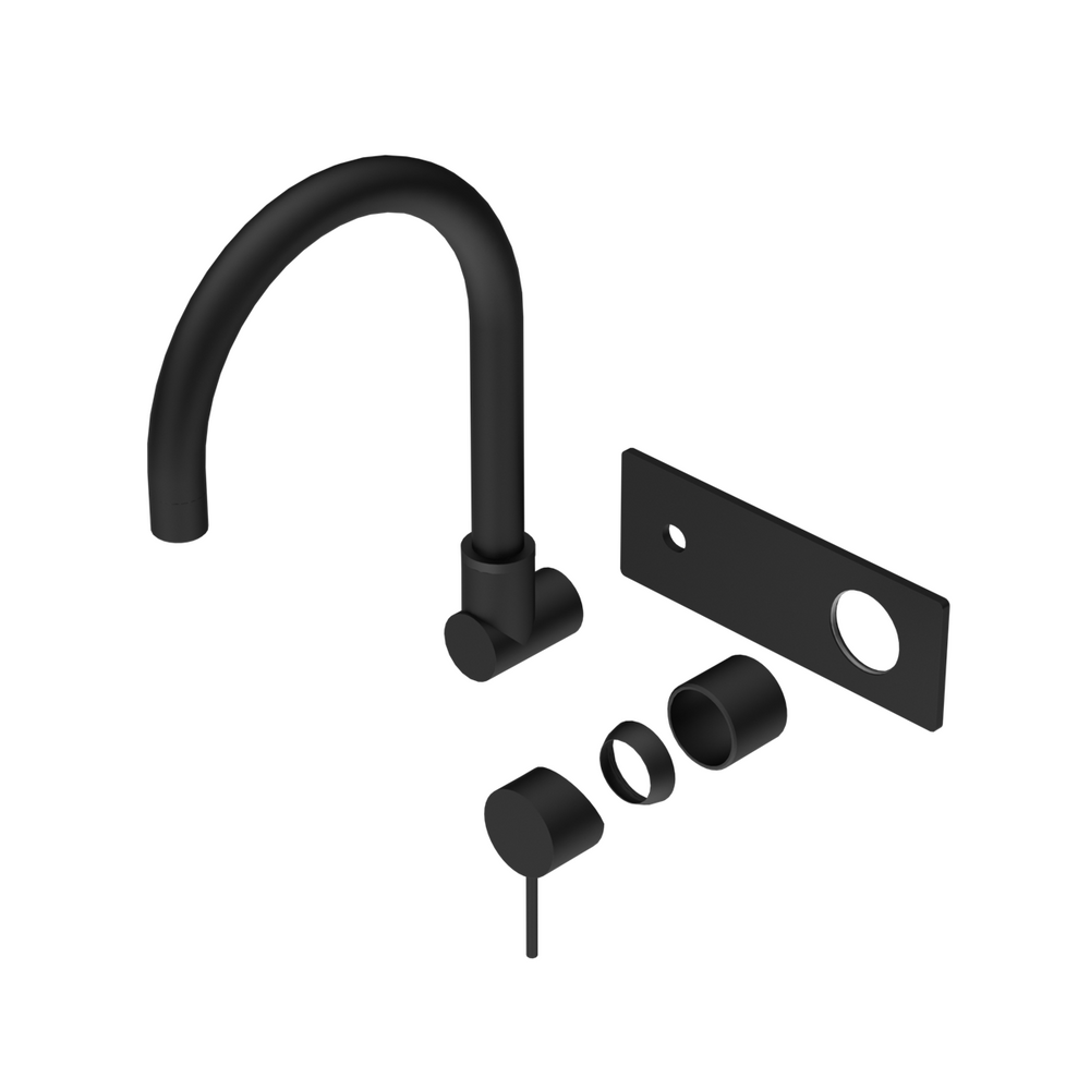 MECCA WALL BASIN/BATH MIXER SWIVEL SPOUT TRIM KITS ONLY MATTE BLACK
