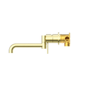 MECCA WALL BASIN/BATH MIXER SWIVEL SPOUT 225MM BRUSHED GOLD