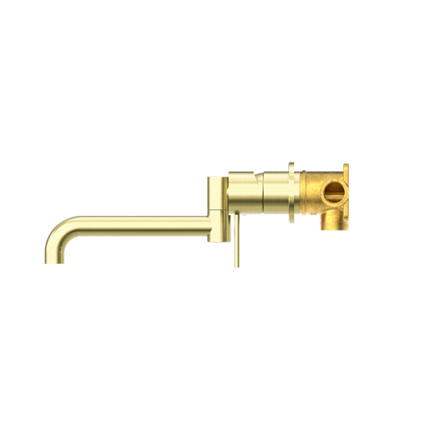 MECCA WALL BASIN/BATH MIXER SWIVEL SPOUT 225MM BRUSHED GOLD