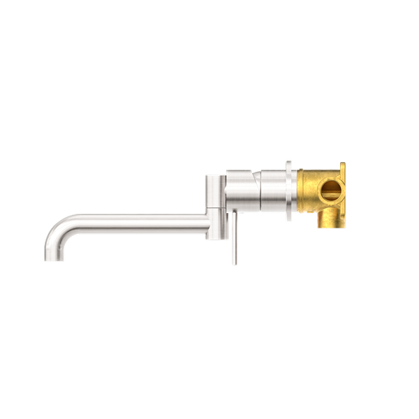 MECCA WALL BASIN/BATH MIXER SWIVEL SPOUT 225MM BRUSHED NICKEL