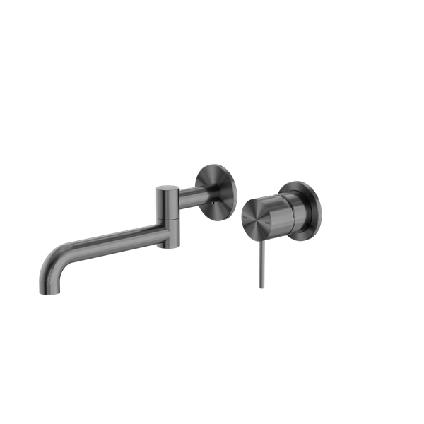 MECCA WALL BASIN/BATH MIXER SWIVEL SPOUT 225MM GUN METAL