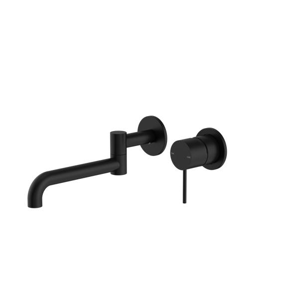 MECCA WALL BASIN/BATH MIXER SWIVEL SPOUT 225MM MATTE BLACK