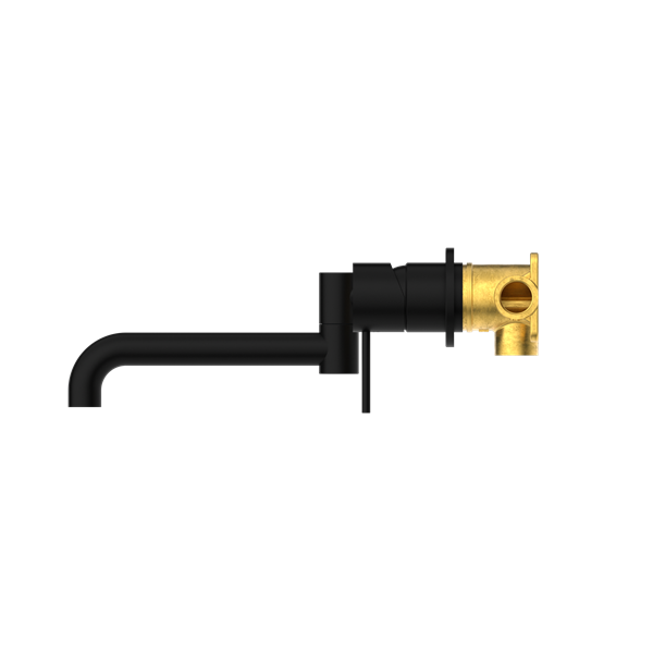 MECCA WALL BASIN/BATH MIXER SWIVEL SPOUT 225MM MATTE BLACK