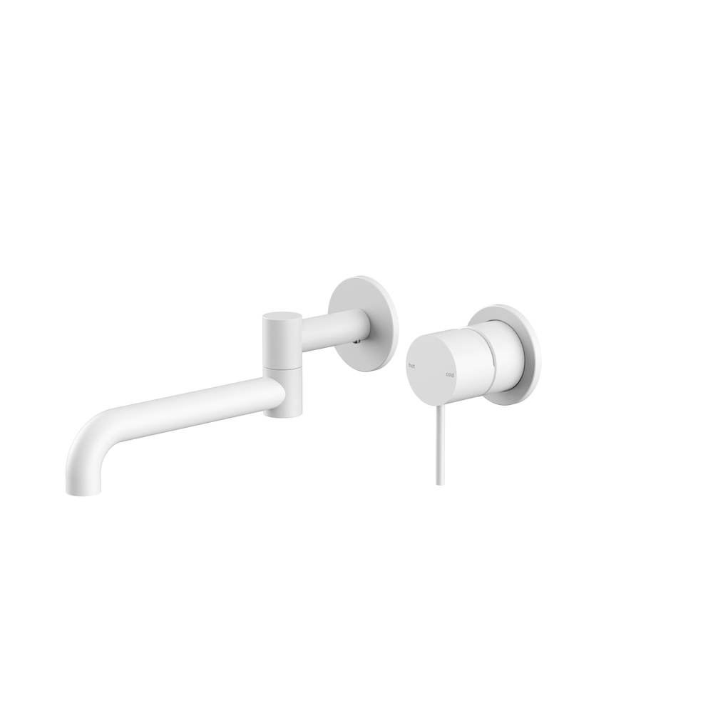 MECCA WALL BASIN/BATH MIXER SWIVEL SPOUT 225MM MATTE WHITE