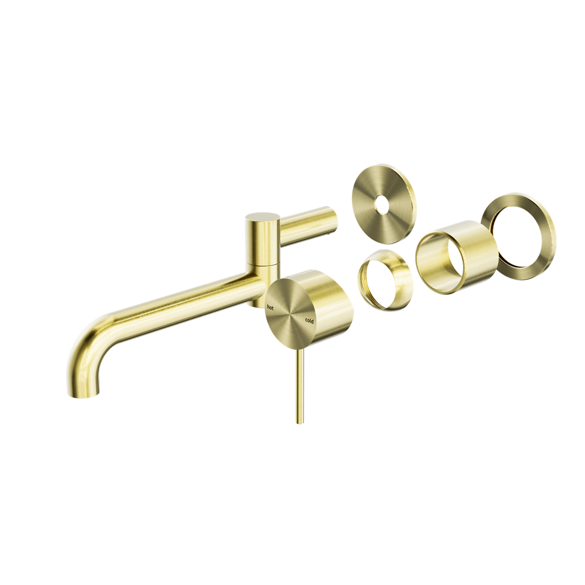 MECCA WALL BASIN/BATH MIXER SWIVEL SPOUT 225MM TRIM KITS ONLY BRUSHED GOLD