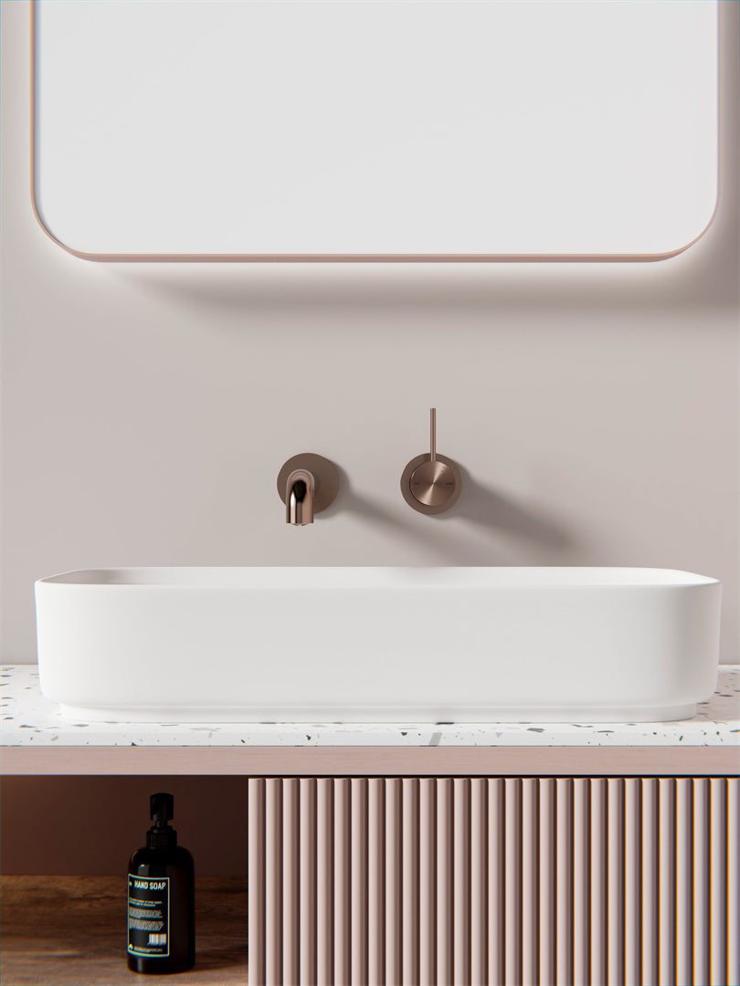 MECCA WALL BASIN/BATH MIXER SEPARATE BACK PLATE HANDLE UP 120/160/185/230/260MM BRUSHED BRONZE