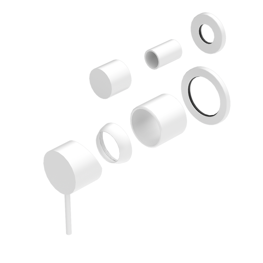 MECCA SHOWER MIXER WITH DIVERTOR SEPARATE BACK PLATE TRIM KITS ONLY MATTE WHITE