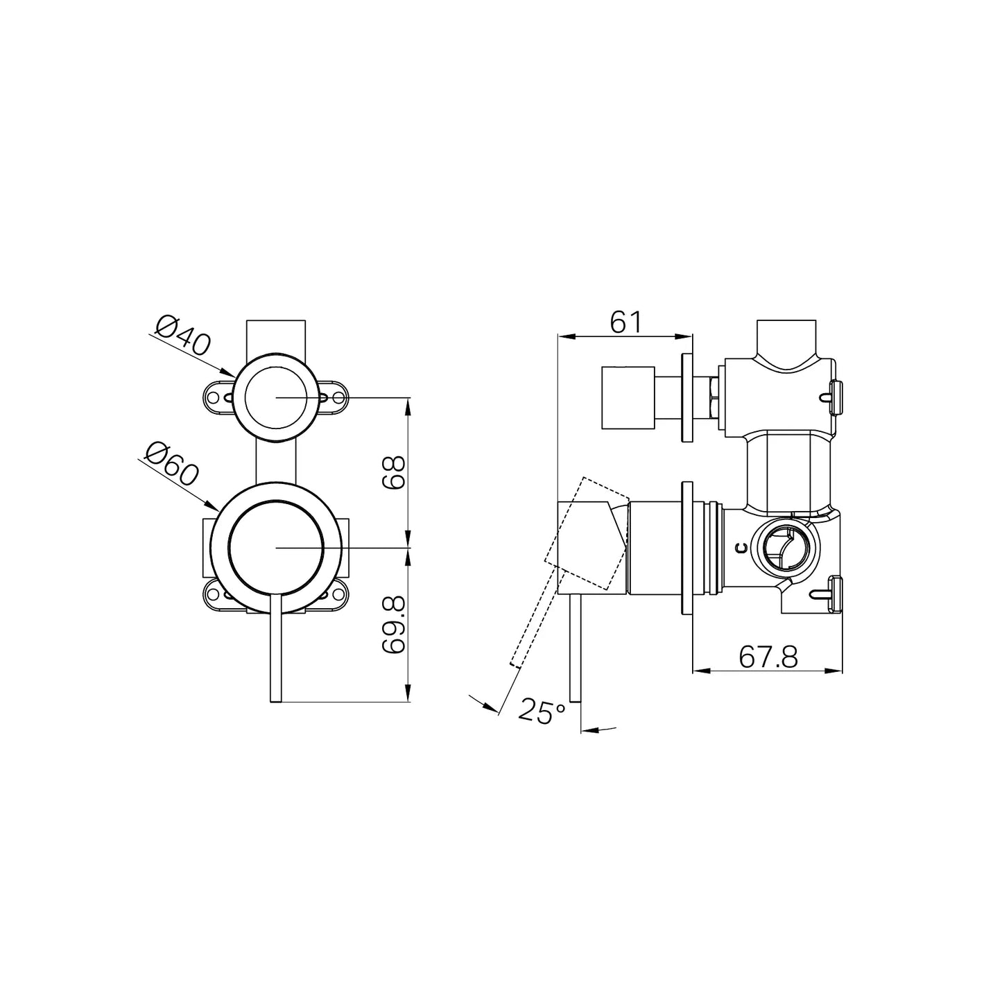 Mecca Shower Mixer With Diverter Separate Back Plate Rome Bronze