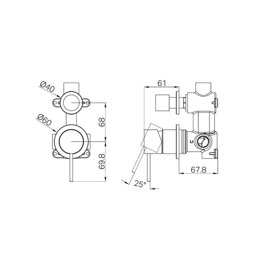 Mecca Shower Mixer With Diverter Separate Back Plate Rome Bronze
