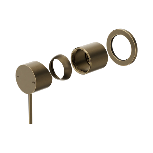 Mecca Shower Mixer 60mm Plate Trim Kit Only Tumbled Antique Brass