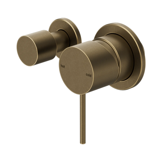 Mecca Shower Mixer With Horizontal 2 Way Diverter Tumbled Antique Brass