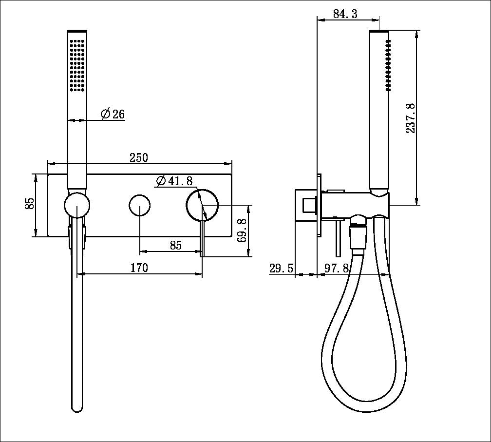 MECCA SHOWER MIXER DIVERTOR SYSTEM TRIM KITS ONLY GUN METAL