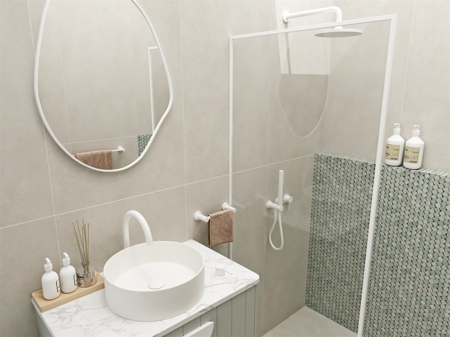 MECCA SHOWER MIXER DIVERTOR SYSTEM SEPARATE BACK PLATE MATTE WHITE