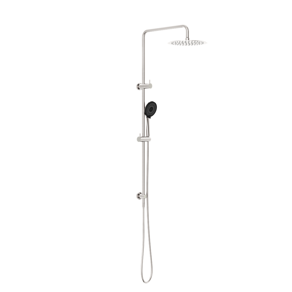 ROUND PROJECT TWIN SHOWER 4 STAR RATING BRUSHED NICKEL