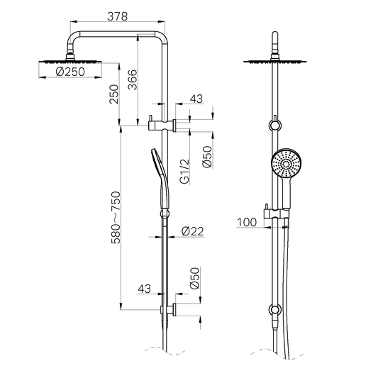 DOLCE II TWIN SHOWER BRUSHED NICKEL