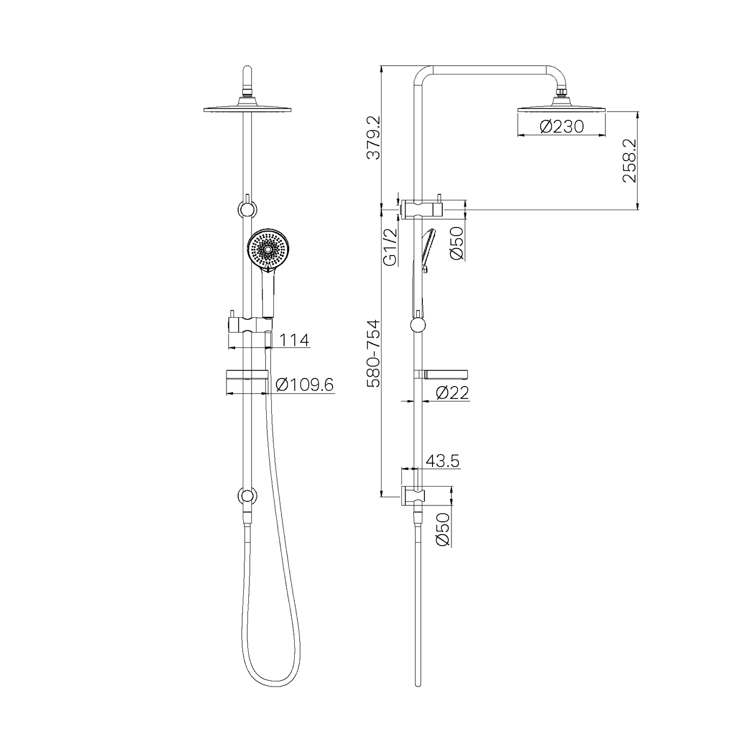 BUILDER PROJECT TWIN SHOWER SET MATTE BLACK