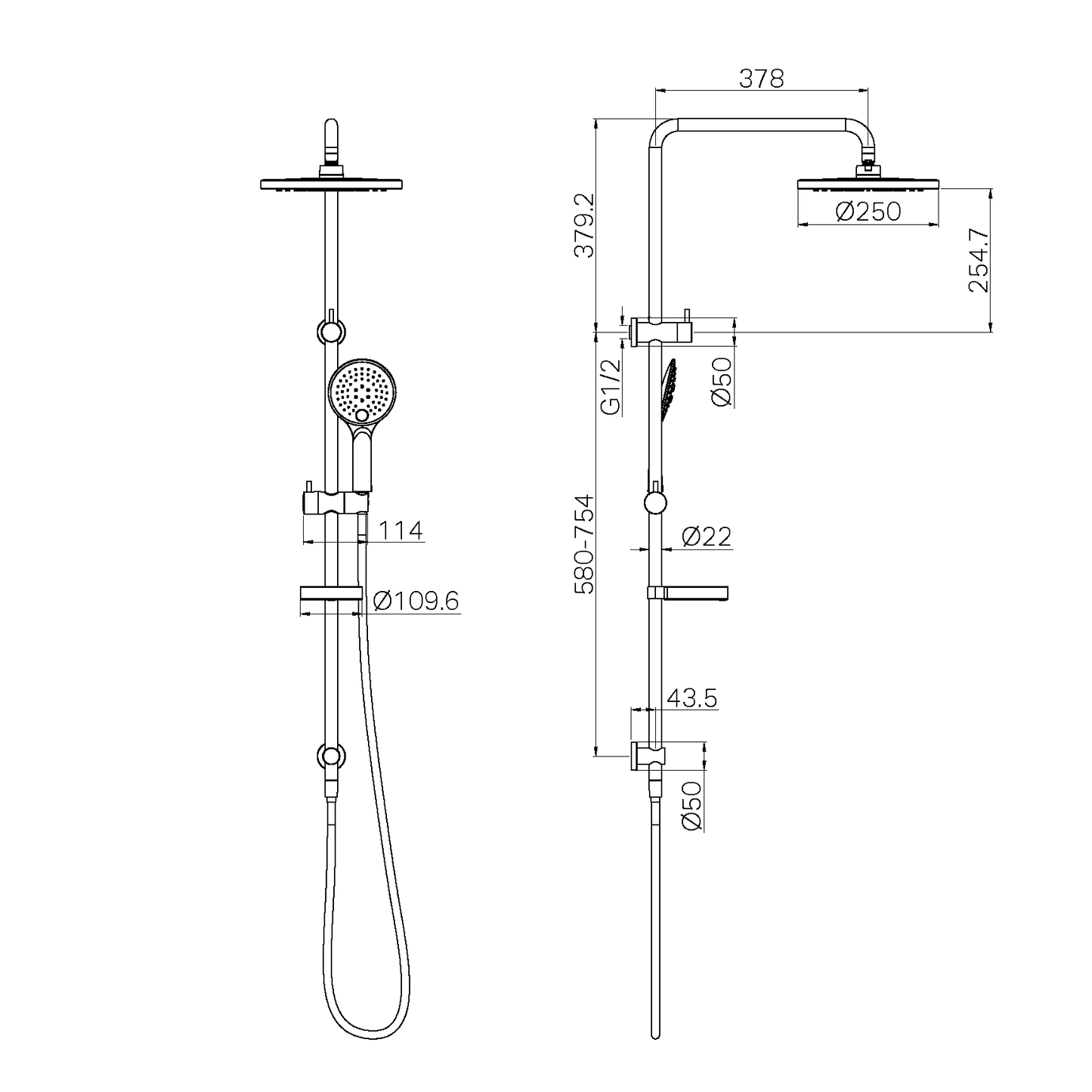 BUILDER PROJECT TWIN SHOWER BRUSHED NICKEL