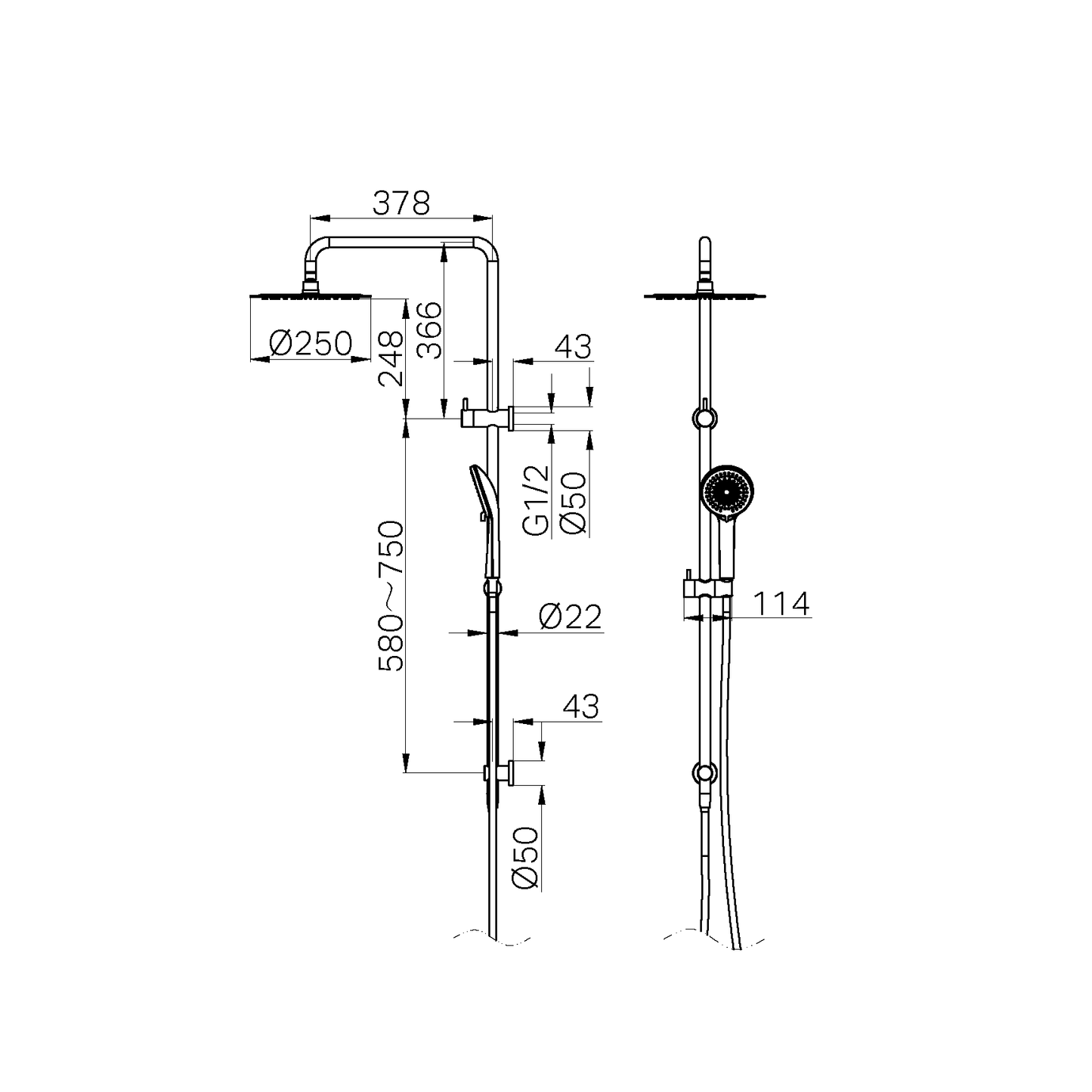 ROUND PROJECT TWIN SHOWER 4 STAR RATING BRUSHED NICKEL