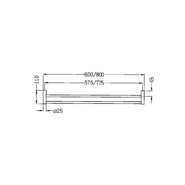 New Mecca Double Towel Rail 600/800MM Matte Black
