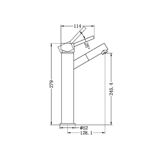 DOLCE TALL BASIN MIXER ANGLE SPOUT CHROME
