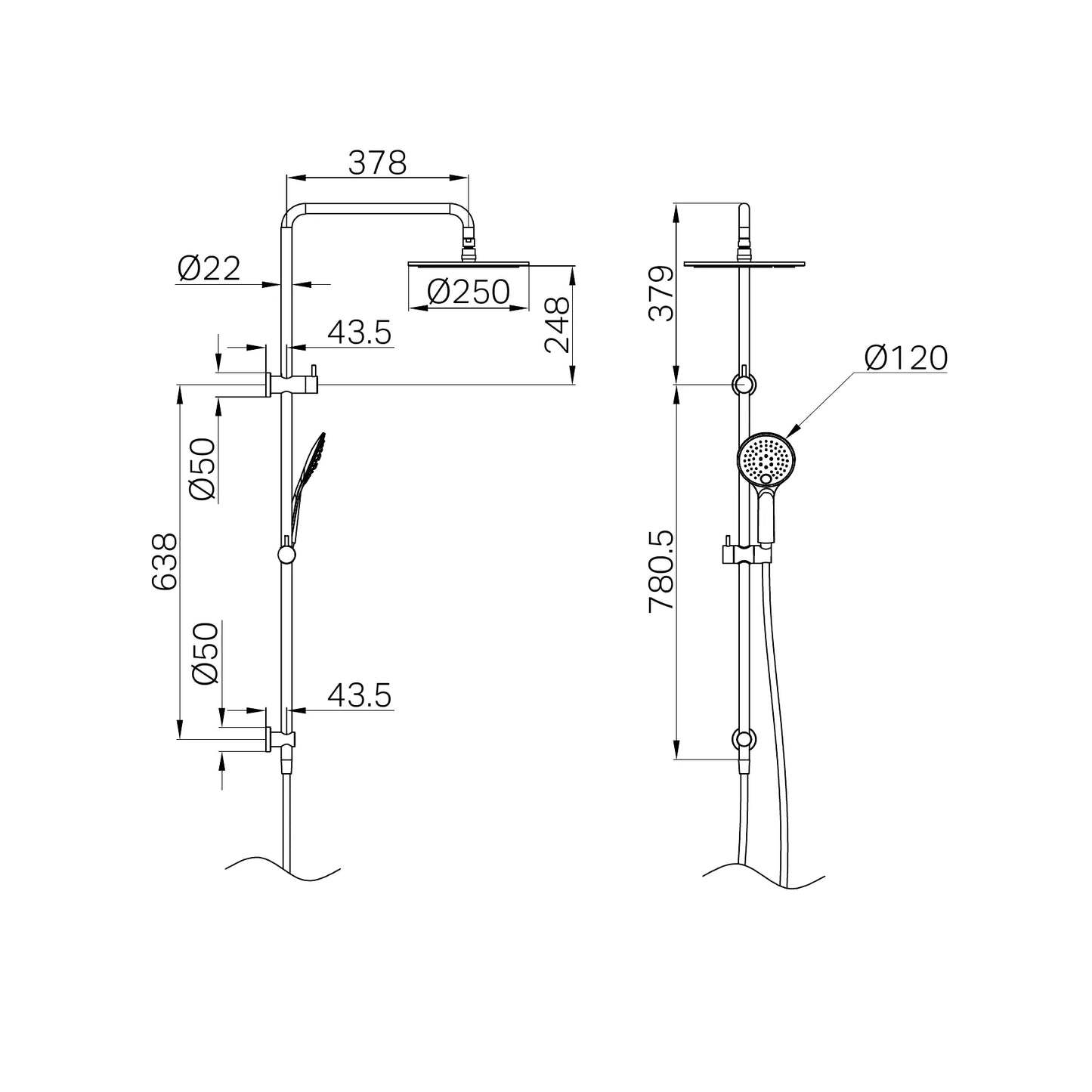 ROUND TWIN SHOWER CHROME