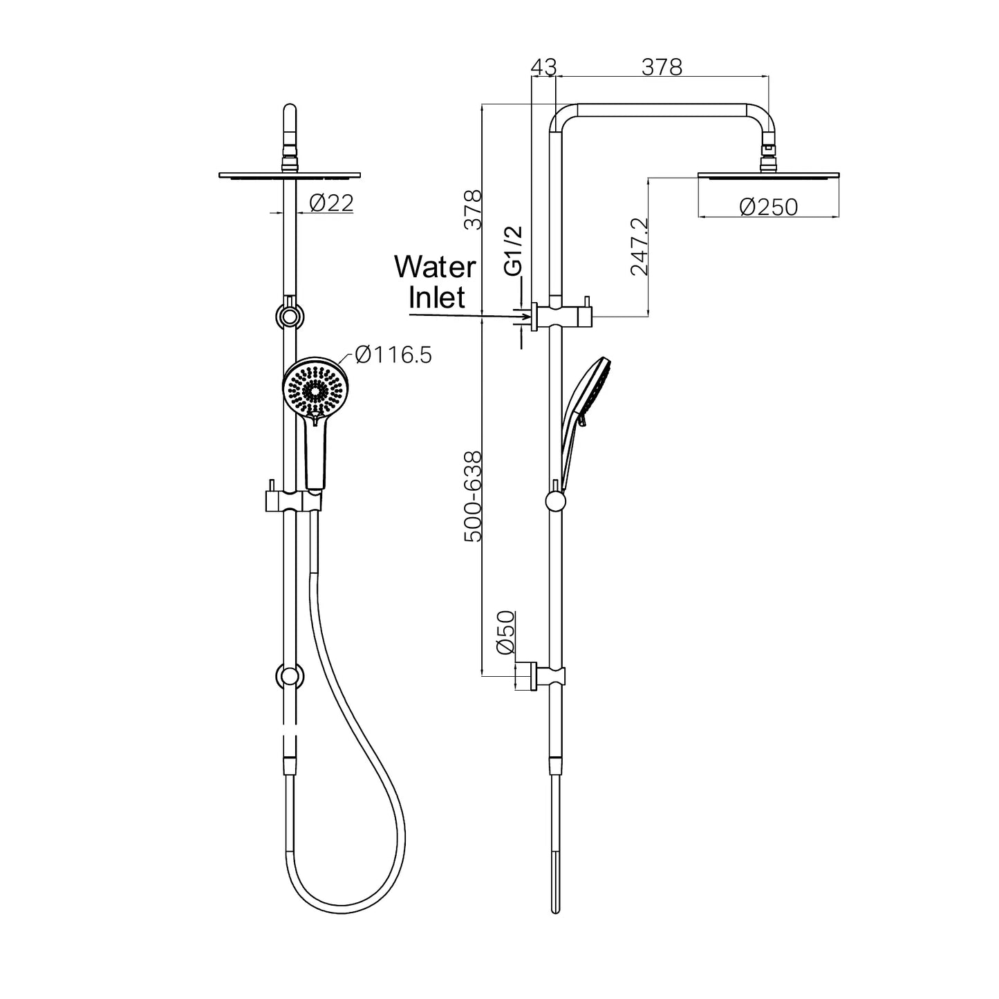 ROUND TWIN SHOWER MATTE BLACK