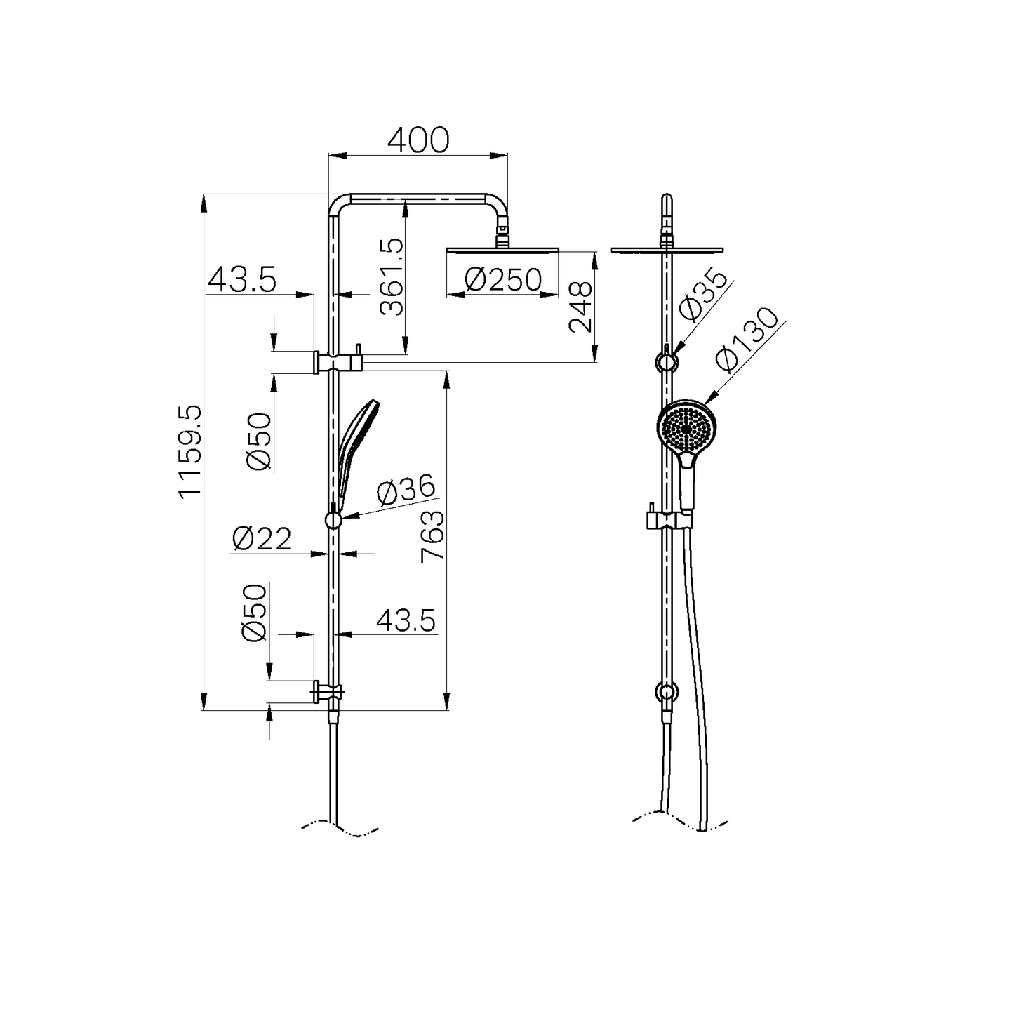 ROUND TWIN SHOWER WITH AIR SHOWER II BRUSHED NICKEL