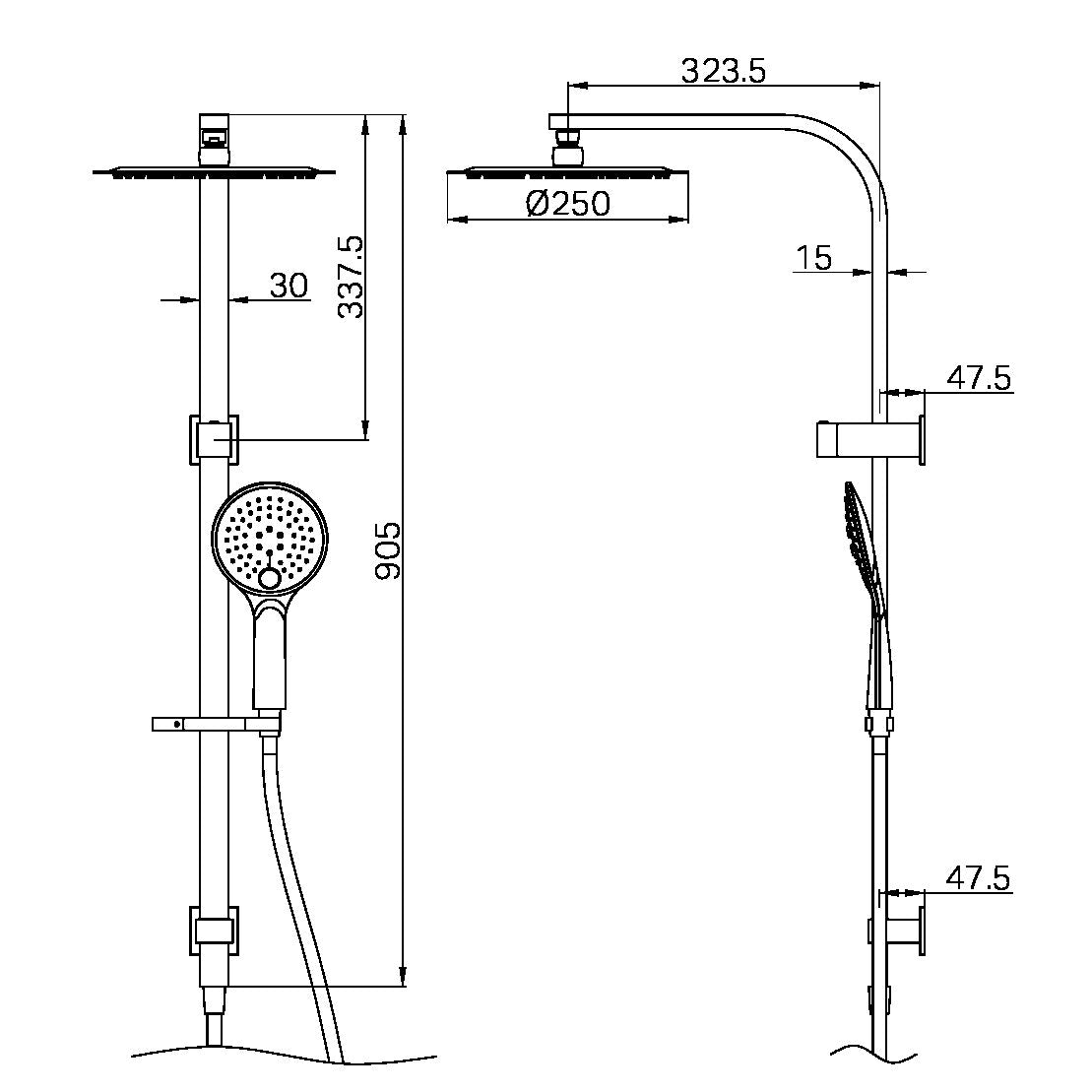 BIANCA TWIN SHOWER GUN METAL GREY