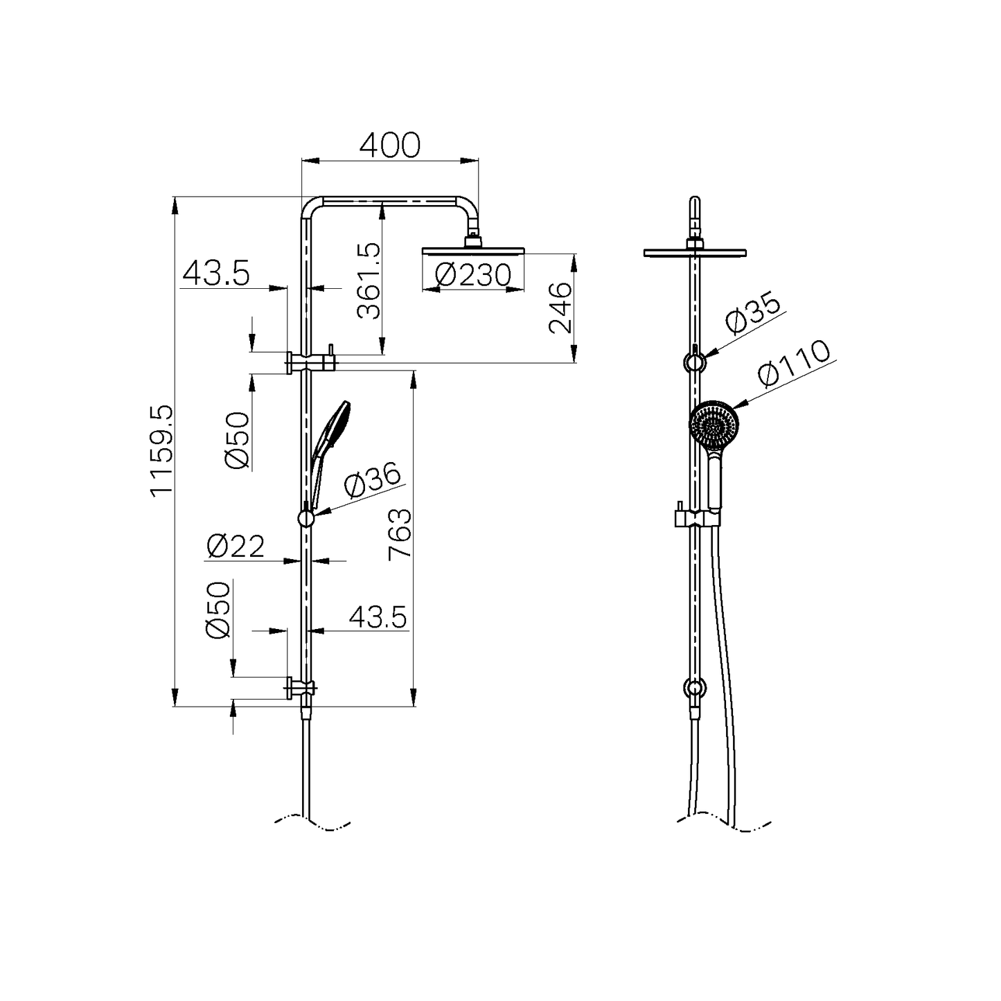 ROUND TWIN SHOWER WITH AIR SHOWER I MATTE BLACK